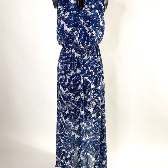 VINCE CAMUTO Blue White Paisley Chiffon Dres - Picture 3 of 6